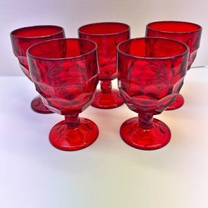 VINTAGE VIKING GEORGIAN RUBY RED GOBLETS SET OF 5